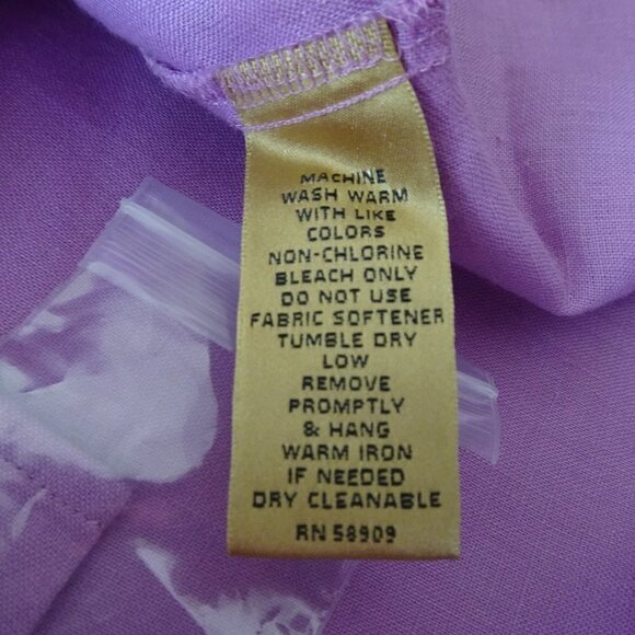 Investments Linen Blouse Top Women's 22W Purple Roll Tab Sleeves - Picture 8 of 8